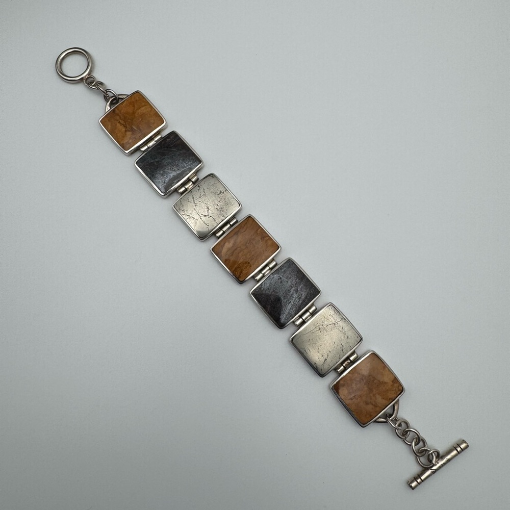 Vintage Retired Silpada Sterling Silver 925 Chunky Multi Gemstone Bracelet